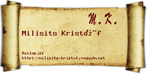 Milisits Kristóf névjegykártya
